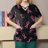 Women's Fashion  V-Neck Short Sleeve Overalls Double Layer Pocket Printed Tops  Apparel