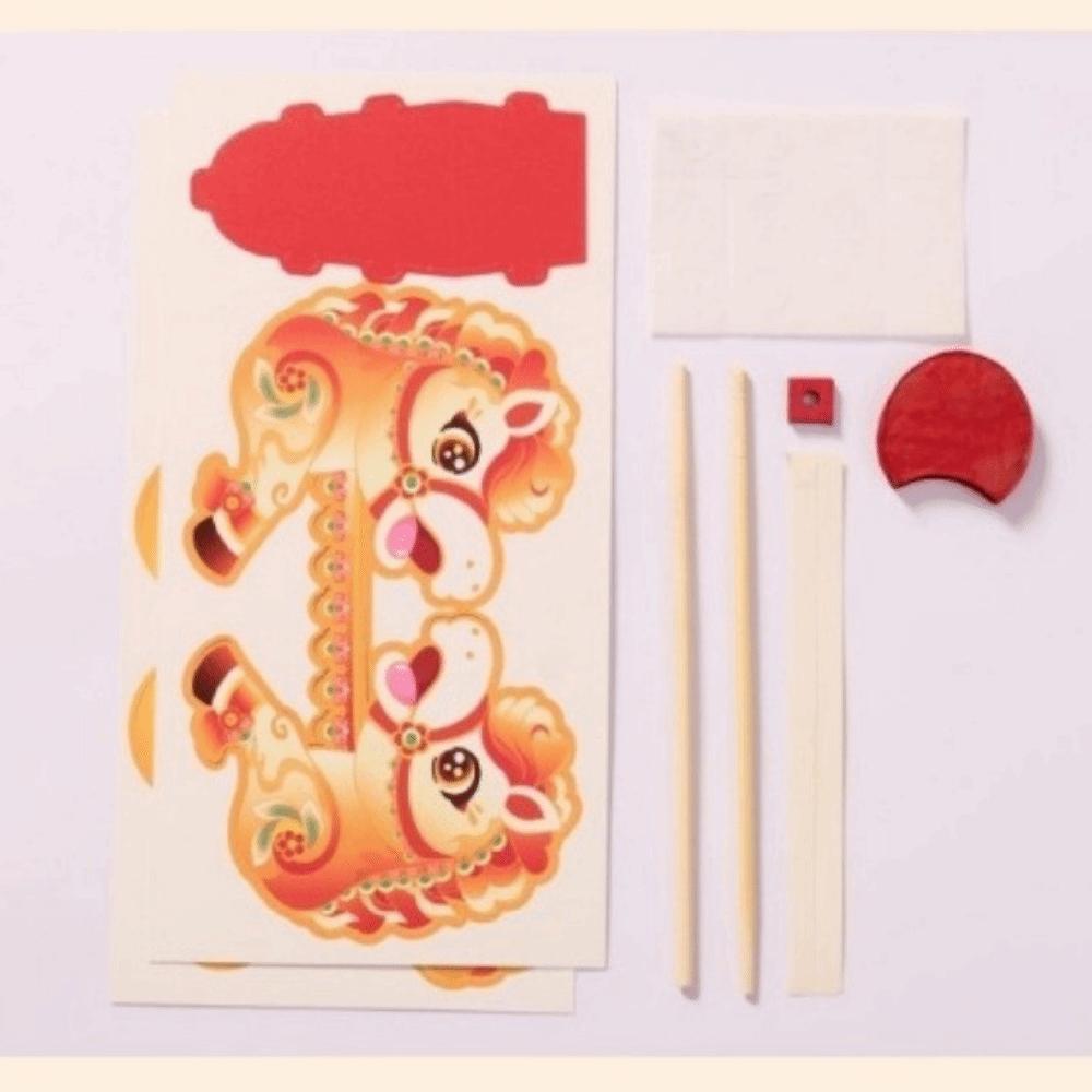 Paper Dragon Dance Props Diy Material Set Honeycomb Paper Horse Dance Props Cartoon Pattern Handmade Paper Crafts New Year Eve
