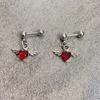 Angel Wing Heart Shape Earrings Stainless Steel Body Jewelry Ear Studs For Casual Or Formal Occasions