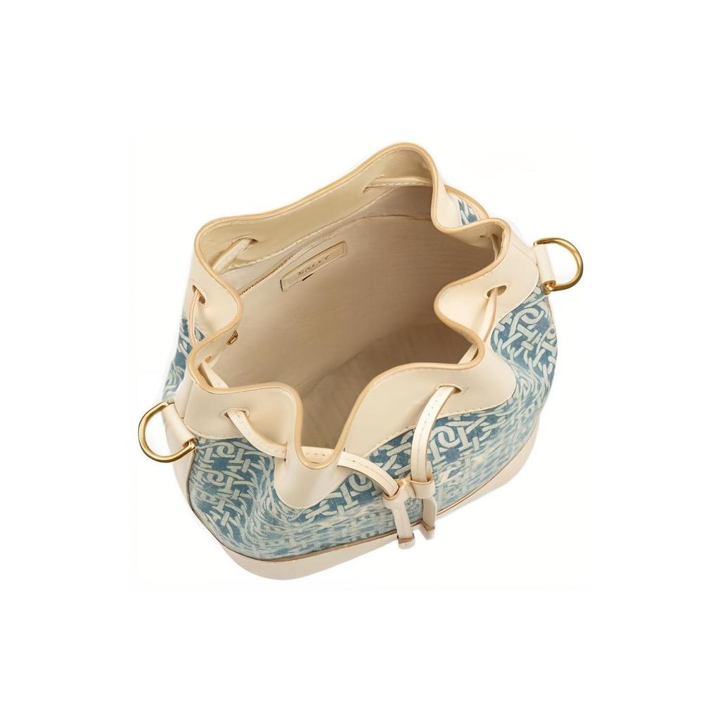Bally Cleoh Dmn Classic Monogram Print Drawstring Bucket Bag Women Bags Denim-Blue 6300125
