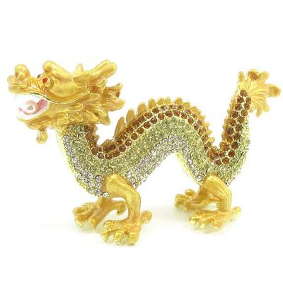 Dragon Figurine Feng Shui Yellow Dragon Good Luck Golden Dragon Rhinestone Dragon Figurine Five Claw Dragon Yellow Gold Wish Dragon Dragon Dragon Feng