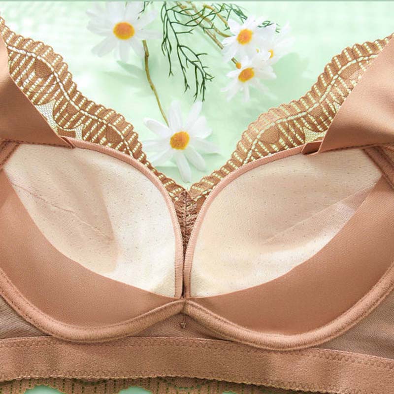 Women's Thin Section of Anti-sagging Polymerization Bra To Collect Vice Breasts Large Breasts Show Small Upturned Bra Without Steel Ring