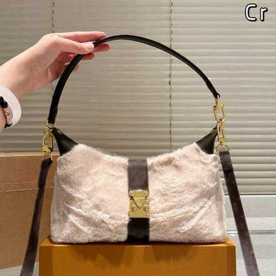 Donkey's Fluffy Women's Cowhide Baguette Handbag - Autumn/Winter Crossbody & Underarm Bag