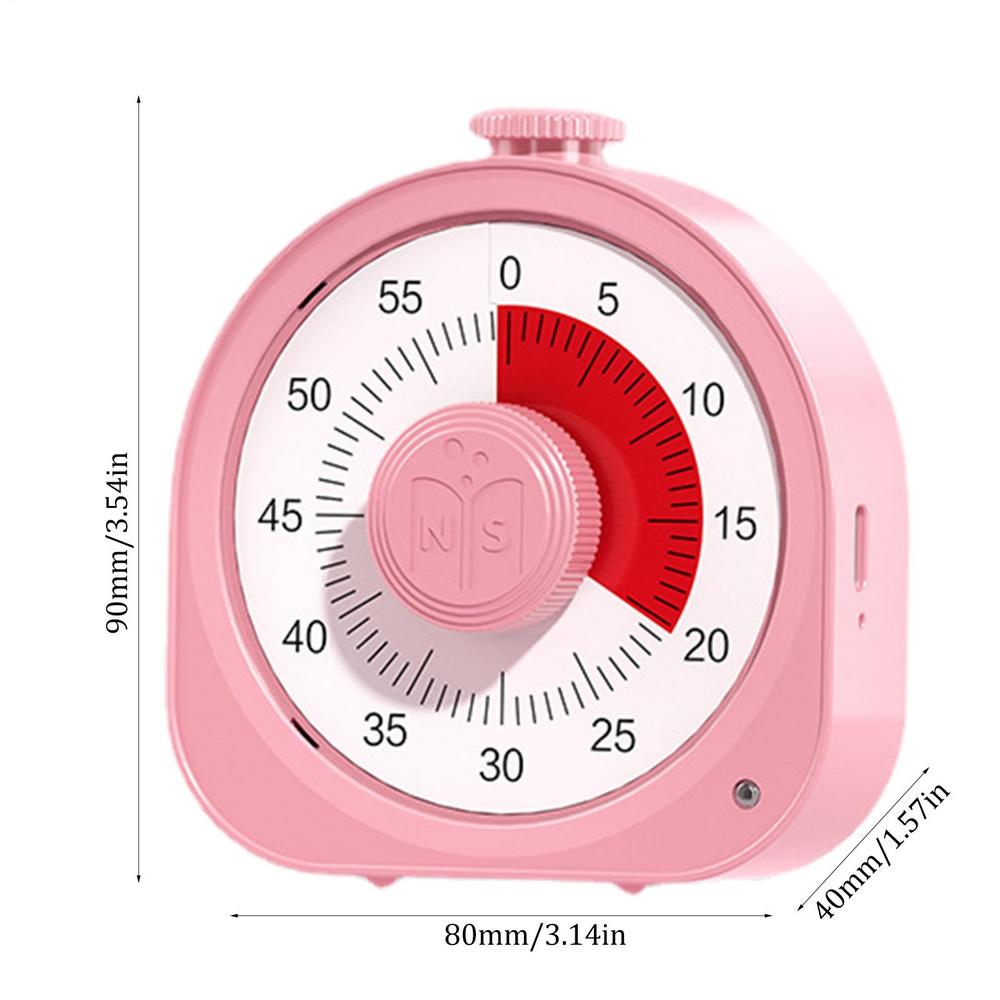 

2 in 1 Visual Timer Desk 60 Minute Countdown Timer and Clock Visual Time Management Tool for Study and Working розовый