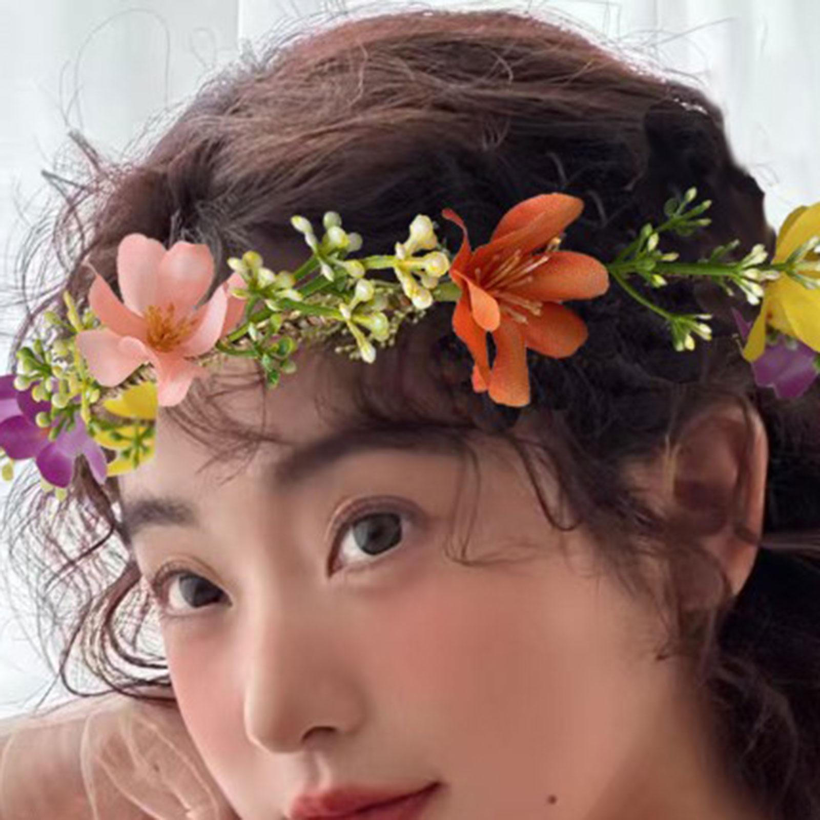 

Цветочная повязка на голову Цветочная корона Свадебная подружка невесты Подростки Дети Бохо Аксессуары для волос для моментальных снимков mixed color floral