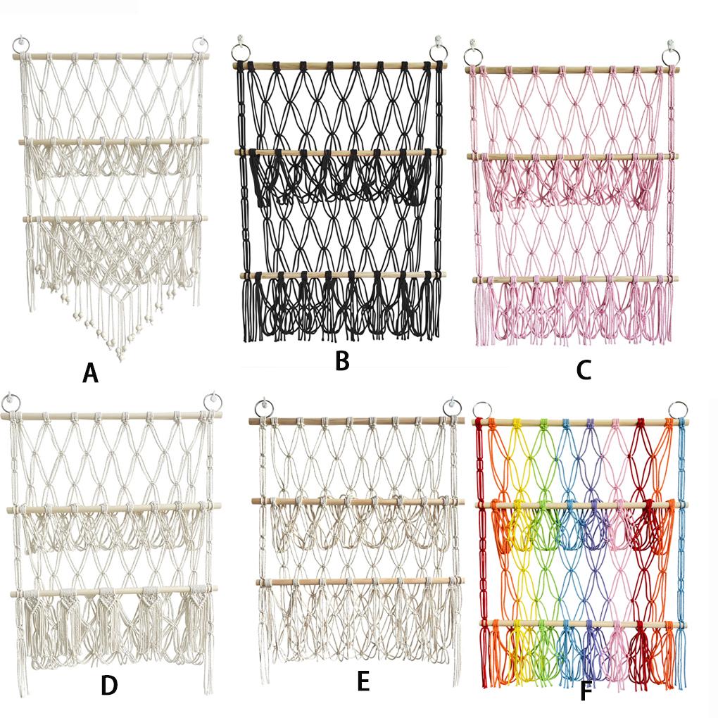 Cotton Stuffed Animal Storage Net With Wooden Rods For Nordic Style Room Decor Toys Blankets Soft
