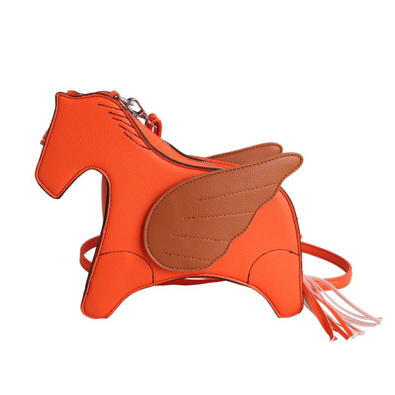 Lady Funny High Quality Animal Horse Shape Shoulder Bag Cute PU Leather Tassel Crossbody Bag Female Patchwork Zip Handbags Bolsa