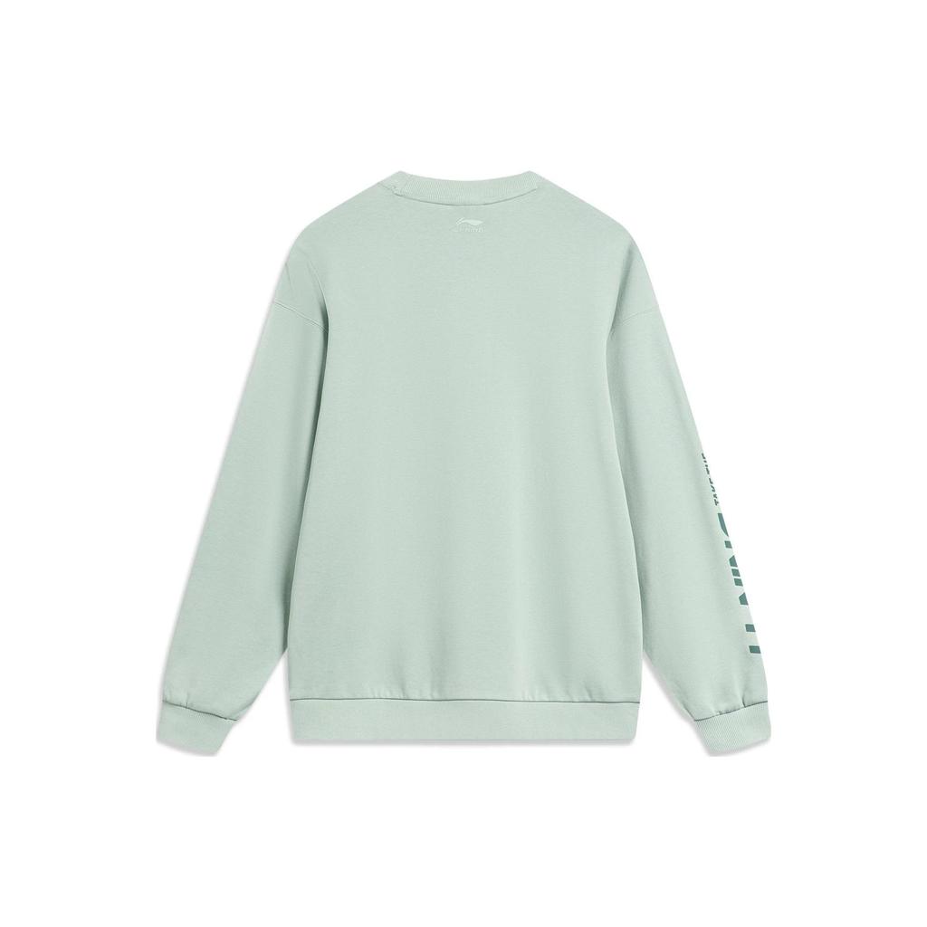 Li Ning Sports Lifestyle Series Letter Print Casual Pullover Long Sleeve Sweatshirt Unisex sweatshirt Gray-Mist-Green AWDTB37-3
