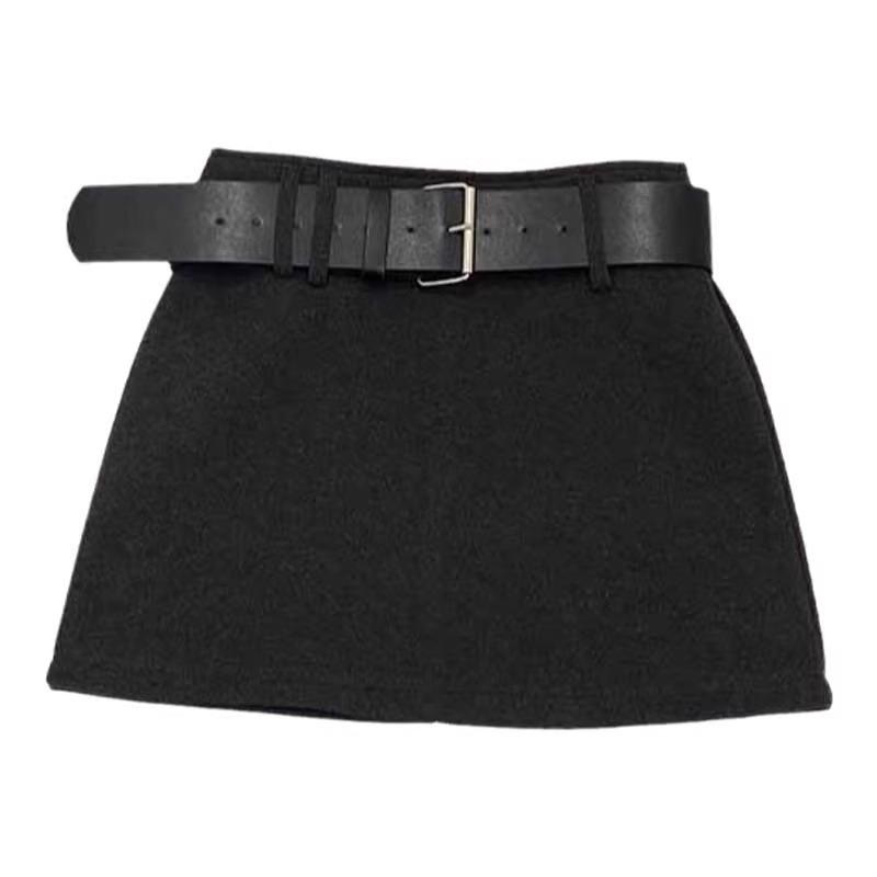 2026 Autumn Korean Style Elegant High-Waisted Bodycon Mini Skirt with Belt