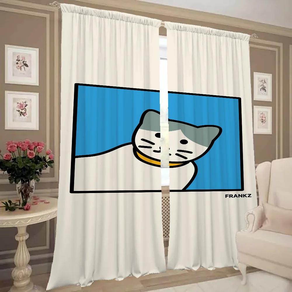 Window Home Interior Kitchen Curtains for Living Room 2 Pieces Blackout Curtains Door Curtain Cat Bedroom Decoration Partition