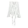 French classic retro white Tencel perspective versatile temperament V-neck horn sleeve commuter ruffle edge shirt women