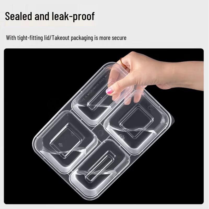 Disposable 4-Compartment Transparent Food Container