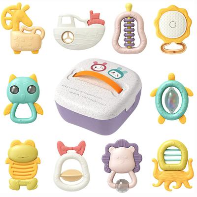 10 упаковок дитячих іграшок-брязкалець з ящиком для зберігання, дитячі брязкальця для захоплення та обертання, ранні розвиваючі іграшки для новонароджених, подарунки 3, 6, 9, 12 місяців для дівчаток і хлопчиків