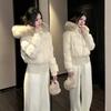 2026 Winter Slim Fit Down Jacket Women Hooded With Faux Fur Trim 90% White Duck Warm Coat