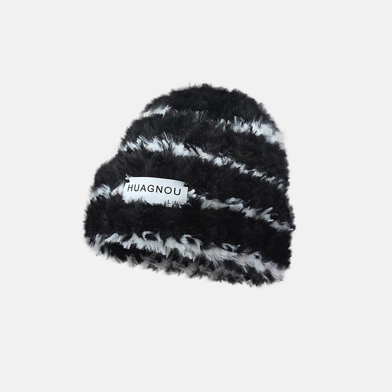 New Autumn and Winter Plush Hat for Women Korean Style Versatile Warm Thickened Cute Knitted Hat Showing Face Small Plus Velvet Snow Hat