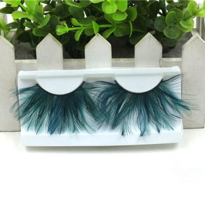 Yousheng 1 Paar 3D Künstliche Feder Wimpern Natürlich & Dicht Grüne Farbe Falsche Wimpern Verlängerung Übertriebene Kunst Party Make-up Falsche Wimpern