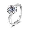 1 Carat Simulated Moissanite Floral Ring – Adjustable Zircon Open Band for Women