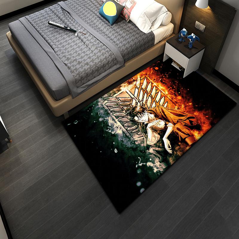 Alfombra Estampada Ataque a los Titanes Sala de Estar Decoración del Hogar Alfombrilla para Sofá Mesa Cojín Antideslizante para Silla Esterilla de Descanso Picnic Camping Ar