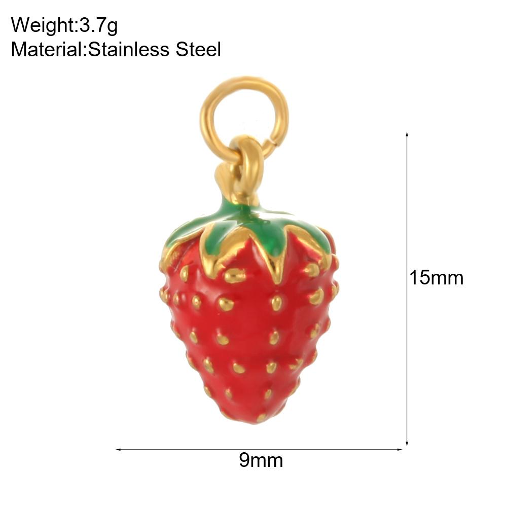 Stainless Steel Women's Stainless Steel Fruit Pendant Strawberry Watermelon Banana Pendants Women Zircon DIY Charms Accessories