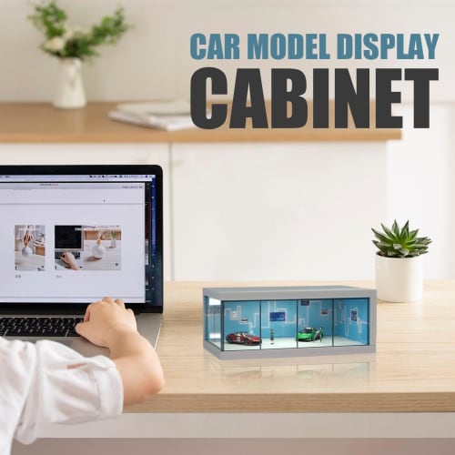 Illuminated LED Display Case, Car Model Display Cabinet | 1/64 Scale Model Car Display Cabinet | Vehicle Toy Organizer, Space-Saving Display Case with