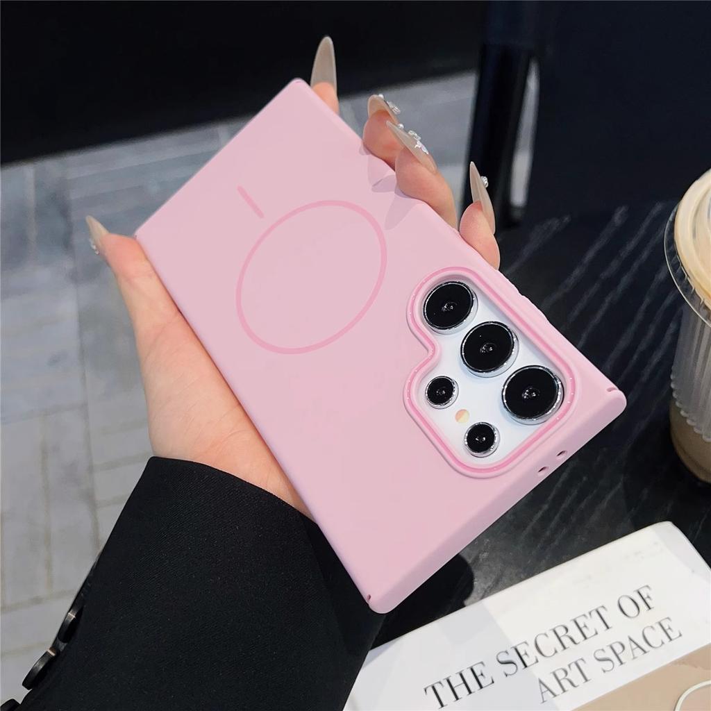 Applicable To Samsung S25UItra Skin Matte Mobile Phone Case Creative Fine Ring Magnetic Suction S24FE Ultra-thin Protective Case S23