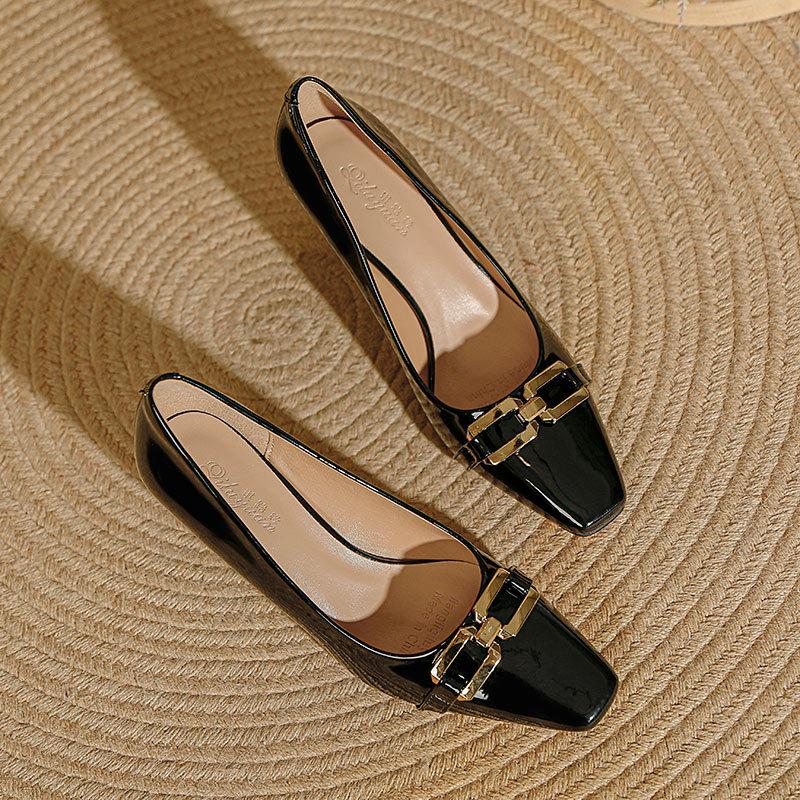 Square head high heels stiletto 7cm sexy red wedding shoes spring French small heel light mouth single shoes