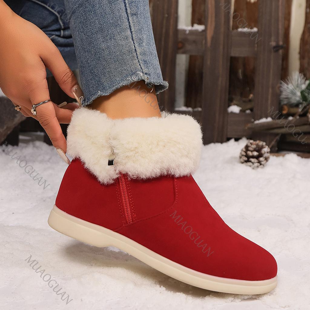 Fashion New Women's Shoes Autumn Winter Suede Padded Warm Snow Boots Casual Large Size Outdoor Wear Soft Velvet Flat Short Boots Female