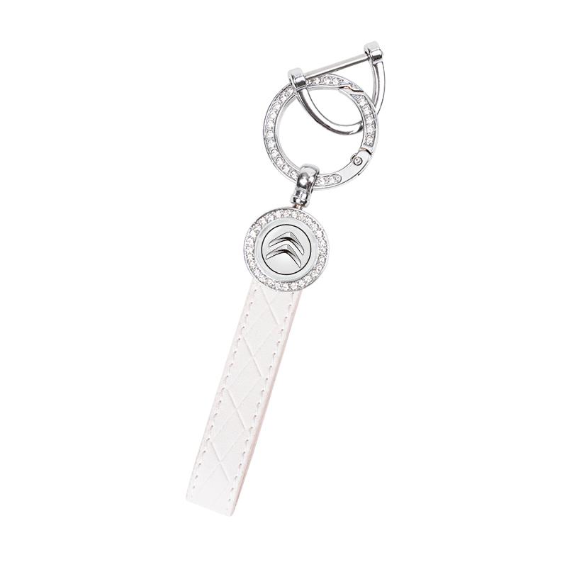 Crystal Luxury Metal Leather Car Keychain Anti-lost Key Ring Fashion Jewelry For Citroen C1 DS3 C2 C3 Vts C4 Saxo C4L C5 C6 C8 YV4