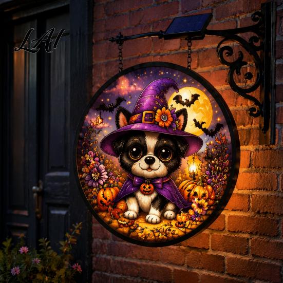 Waterproof Yard Sign Solar Halloween LED Hanging Light Outdoor Lighted Festive Path Lights Decor for Porch Garden Halloweens Party Wall Ornament