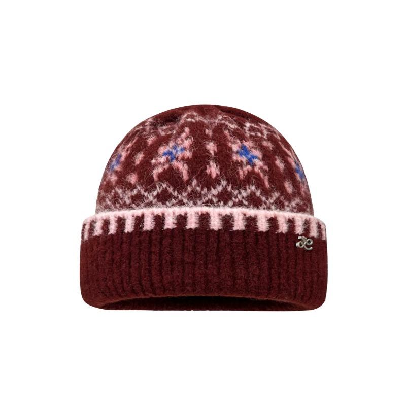 Big head circumference fashion versatile ear protection wool hat autumn and winter new retro jacquard Merad Fair Island knitted hat