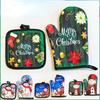 2-teiliges/Set Weihnachtsbedruckte Ofenhandschuhe, Hitzebeständig und Hitzebeständiges Mikrowellen-Ofenhandschuh-Set
