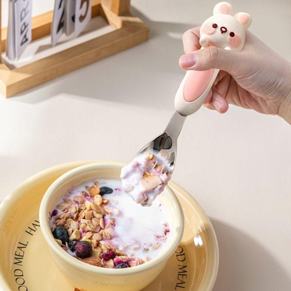 316 Stainless Children's Tableware Spoon Anti Slip Handle Deepen Soup Spoon