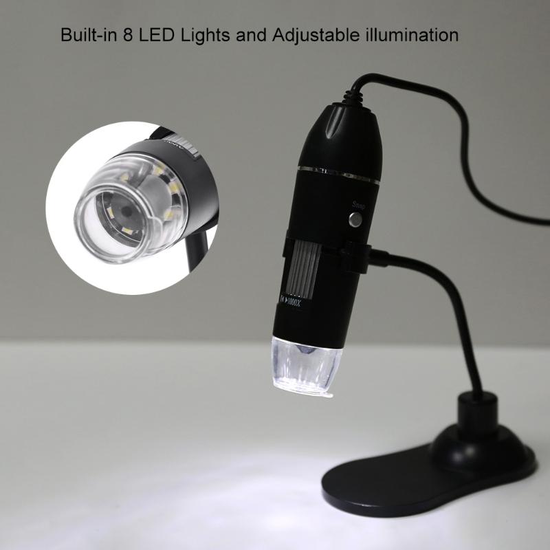 Digital Microscope Handheld USB for HD Inspection Camera 0-1000x Magnification with Adjustable Stand for Windows