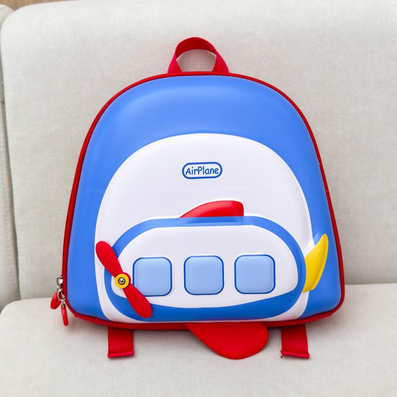 Toddler Double Shoulder Backpack With Cartoon Airplane Pattern And Padded Straps For Preschool