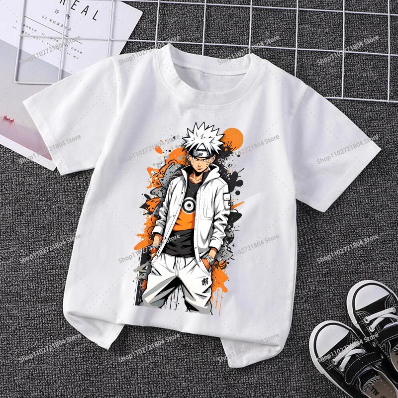 NARUTO Round Neck Tshirts for Boys Girls Anime Cartoon Cute Printed Shortsleeved Top Children Summer Fashion Tshirt Gifts