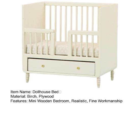 1/12 Puppenhaus Bett Möbel Zubehör Mini Holz Schlafzimmer mit Schublade Realistische Kompakte Puppenhaus Bett Dekoration Ornament