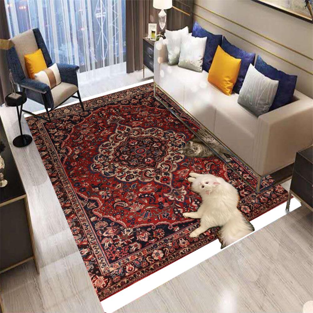 Retro Persian Style Deer Animal Carpet Living Room Sofa Bedroom Kitchen Entrance Door Mat Non-Slip Home Decoration Rug