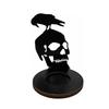 Halloween Candle Holder Black Wooden 2D Holiday Tabletop Centerpiece Decor for Party