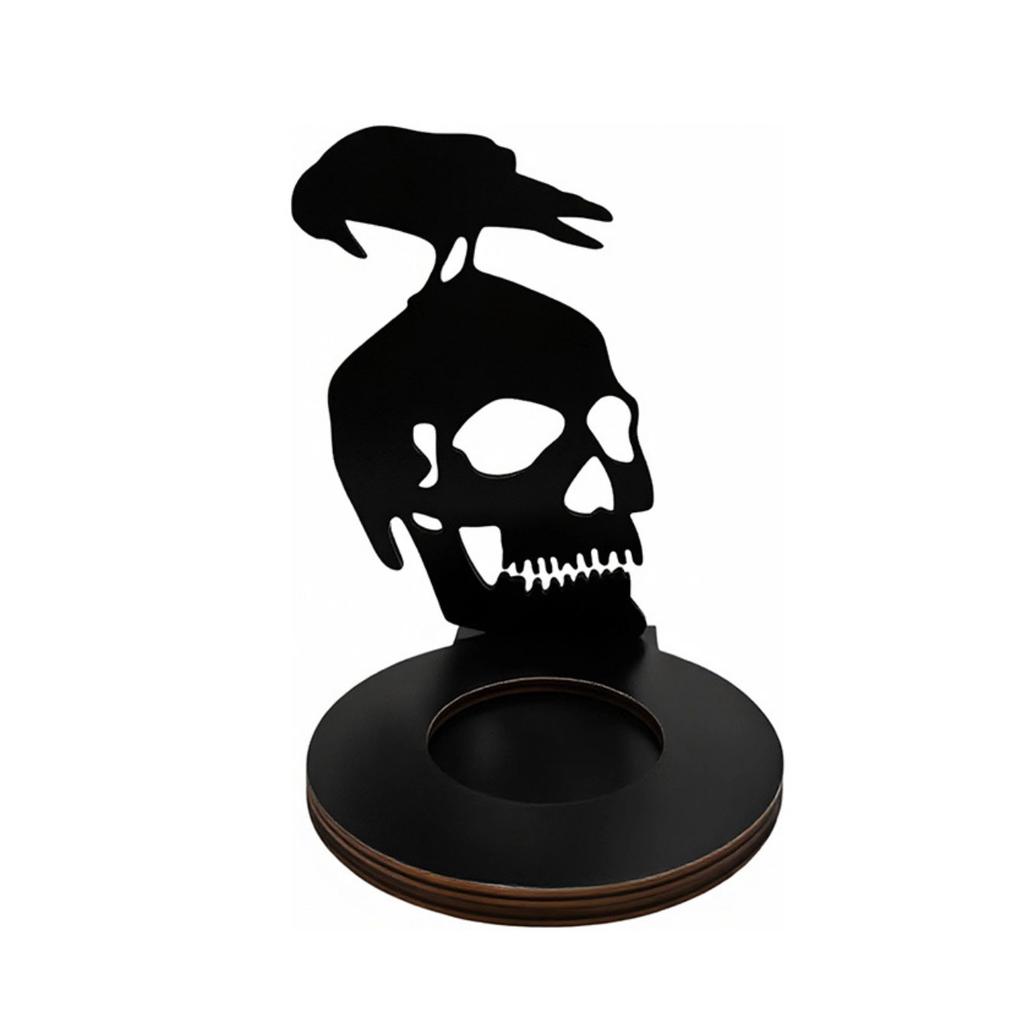 Halloween Candle Holder Black Wooden 2D Holiday Tabletop Centerpiece Decor for Party