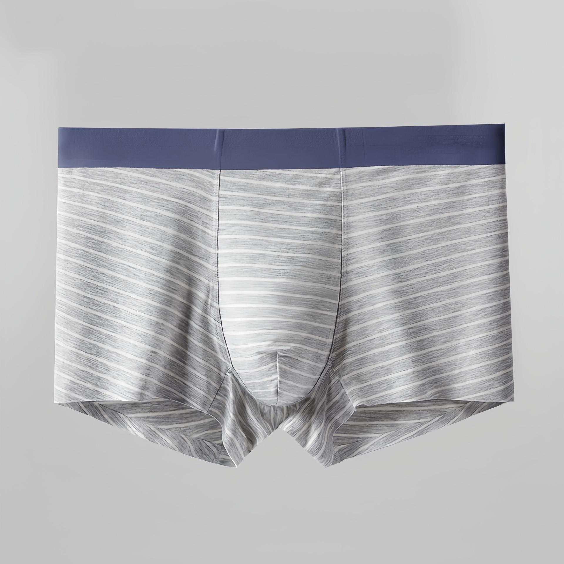 Мужское хлопковое нижнее белье Полосатое дышащее и антибактериальное плоское нижнее белье L