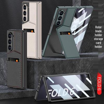 Étui Samsung Z Fold 6 avec Porte-Cartes et Support - Cuir Premium avec Protection Intégrée par Film