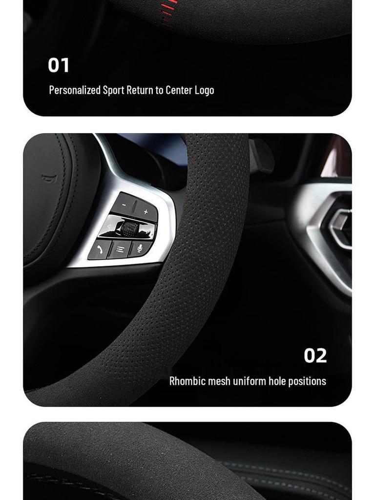 Suede & Genuine Leather Steering Wheel Cover for 9th & 10th Gen Accord - Ultra-Thin, All-Season