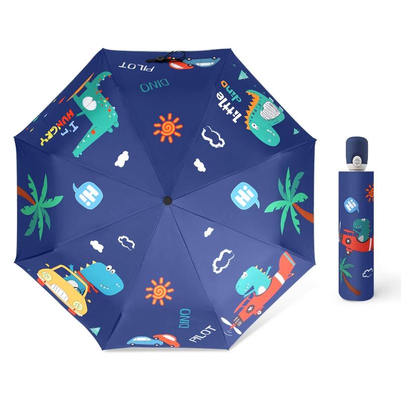 Kinder Automatik Regenschirm Regen Kinder Schöne Einhorn Taschenschirme Winddicht Schwarz Beschichtung Anti UV Sonnenschirm Mädchen Jungen Regenschirm