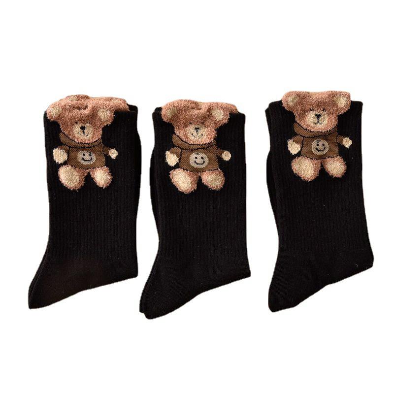 1Pair Plush Bear Stockings Autumn Winter Female Stockings Kawaii Cute Socks Lovely Korean Style Socks For Girls