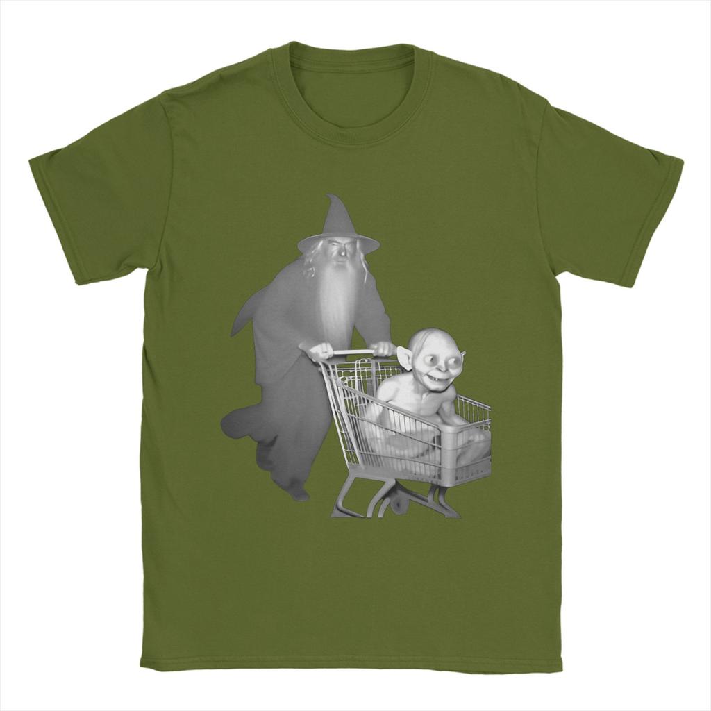 T-shirt Grafica Stampata Gandalf spinge Gollum in un carrello della spesa Per Unisex Il Signore degli Anelli T-shirt in Cotone Manica Corta