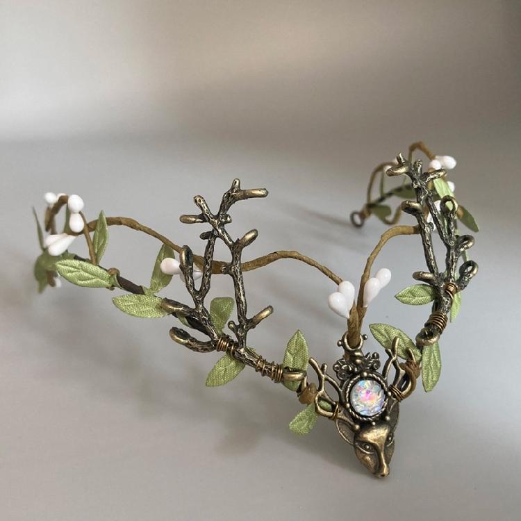 Nature Antler Vine Leaf Headband Forehead Headpiece Frontlet Hairhoop For Festival Celebration And Party Gathering
