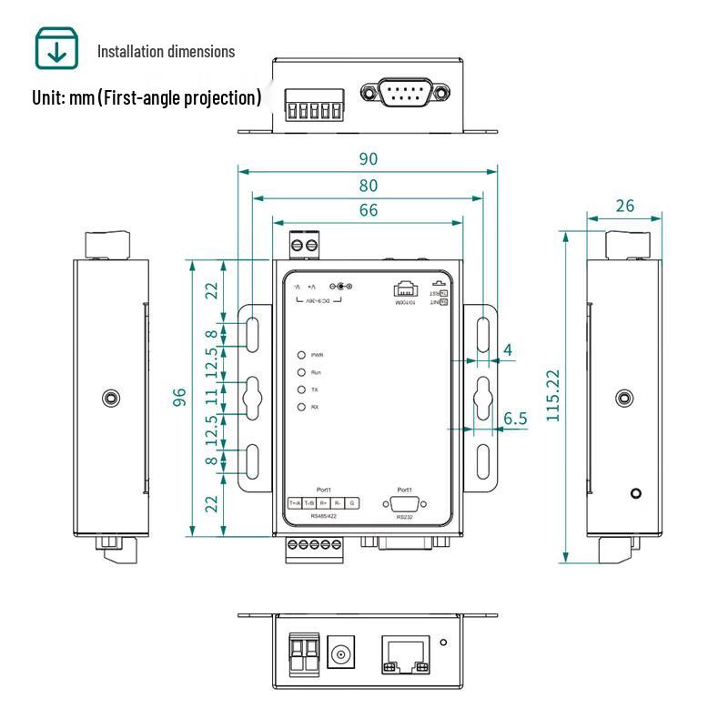 Maiwei Industrial Single-Port Serial Server