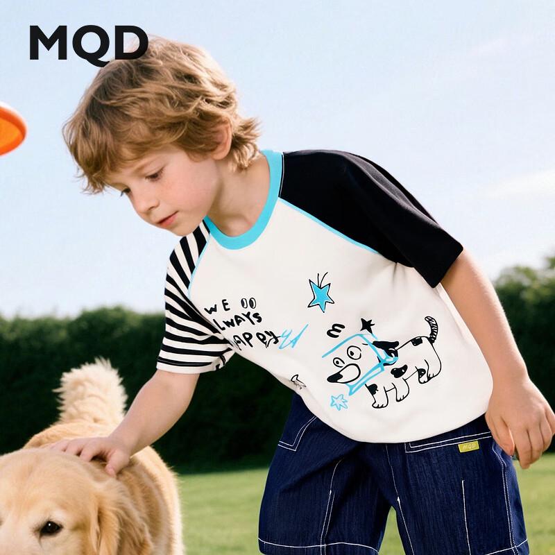 MQD Boys  Collegiate Stripe Cartoon Short Sleeve T-Shirt 110