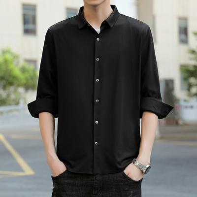 Long Sleeved Shirt for Men, No Ironing, Plus Fat, Plus Plus Size, Loose and Versatile, Solid Color Lining Clothes