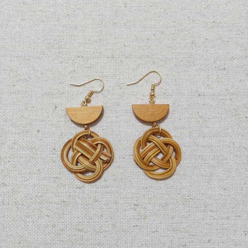 Rattan Diamant Geometrische Stroh Anhänger Ohrringe für Frauen